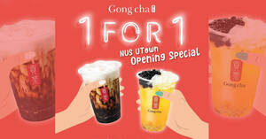 Featured image for (EXPIRED) Gong Cha is offering 1-for-1 drinks at new NUS University Town outlet from 1 – 5 Sep 2021