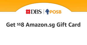Featured image for Amazon.sg offering S$8 Gift Card when you spend min S$138 with DBS/POSB cards till 21 Jan 2023