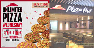 Featured image for Pizza Hut S’pore offering unlimited pizzas at $17.90 for Adults, $10.90 for Kids on Wednesdays till 2 Nov 2022