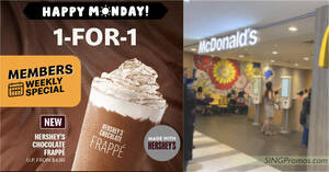 Featured image for McDonald’s S’pore 1-for-1 HERSHEY’S Chocolate Frappé deal on 28 Nov means you pay only S$2.40 each