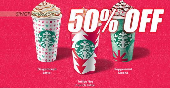 Starbucks offering 50% off any Christmas beverage of any size on 1 December 2022, 5pm – 7pm at S’pore stores