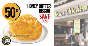 Featured image for Texas Chicken S’pore offering $0.50 Honey Butter Biscuit on Thurs, 26 Jan 2023