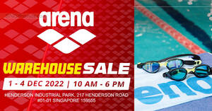 Featured image for arena’s biggest warehouse sale offers discounts of over 70% OFF from 1 – 4 Dec 2022