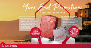 Featured image for Ariston FREE Cabin Luggage with purchase of selected water heaters till 15 Jan 2023