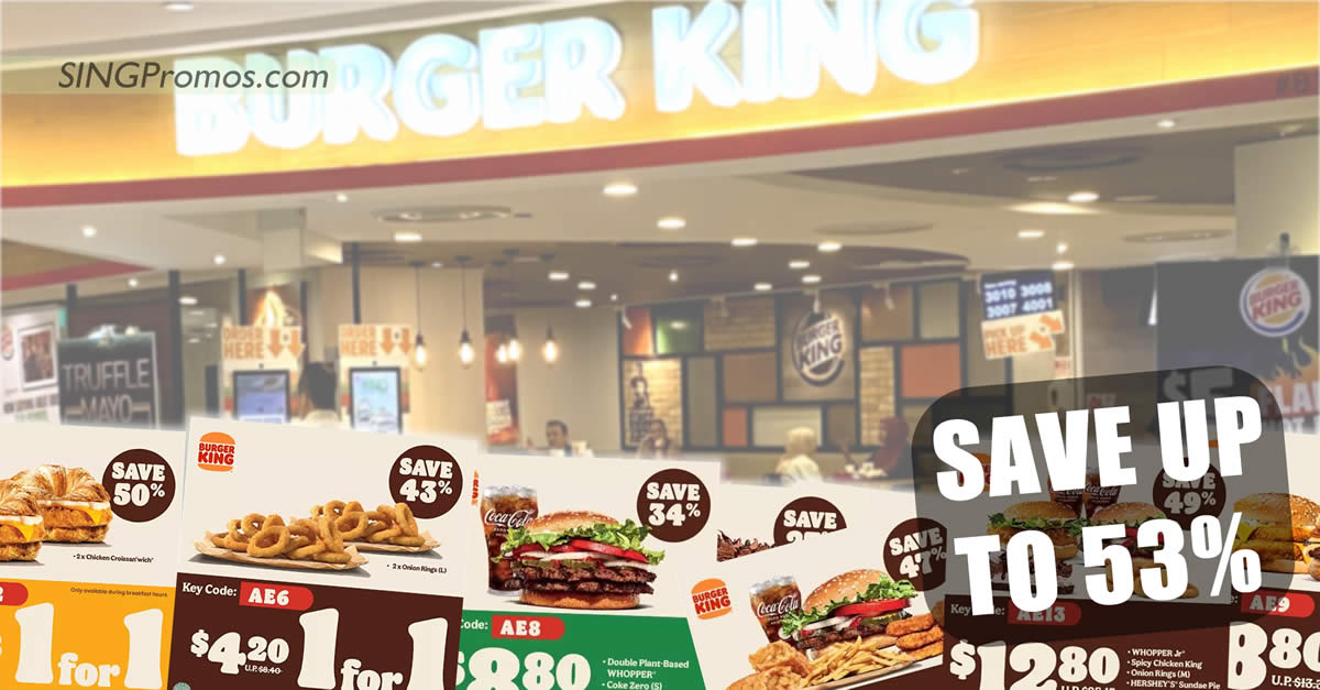 Featured image for Burger King S'pore lets you save up to 53% with over 10 new ecoupon deals valid till 3 April 2023