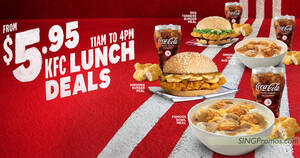 Featured image for KFC S’pore brings back weekday Lunch Deals from 27 Feb 2023, has Shrooms Burger too