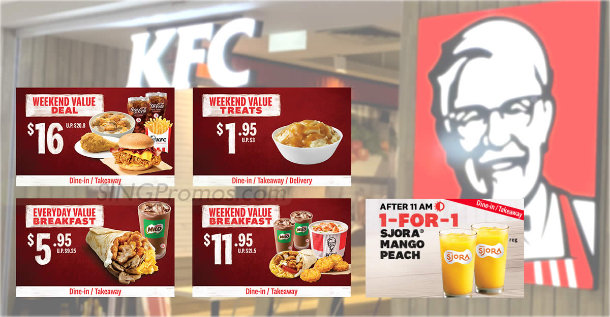 Featured image for KFC S'pore offering up to $9.55 off with these weekend deals till 28 May 2023