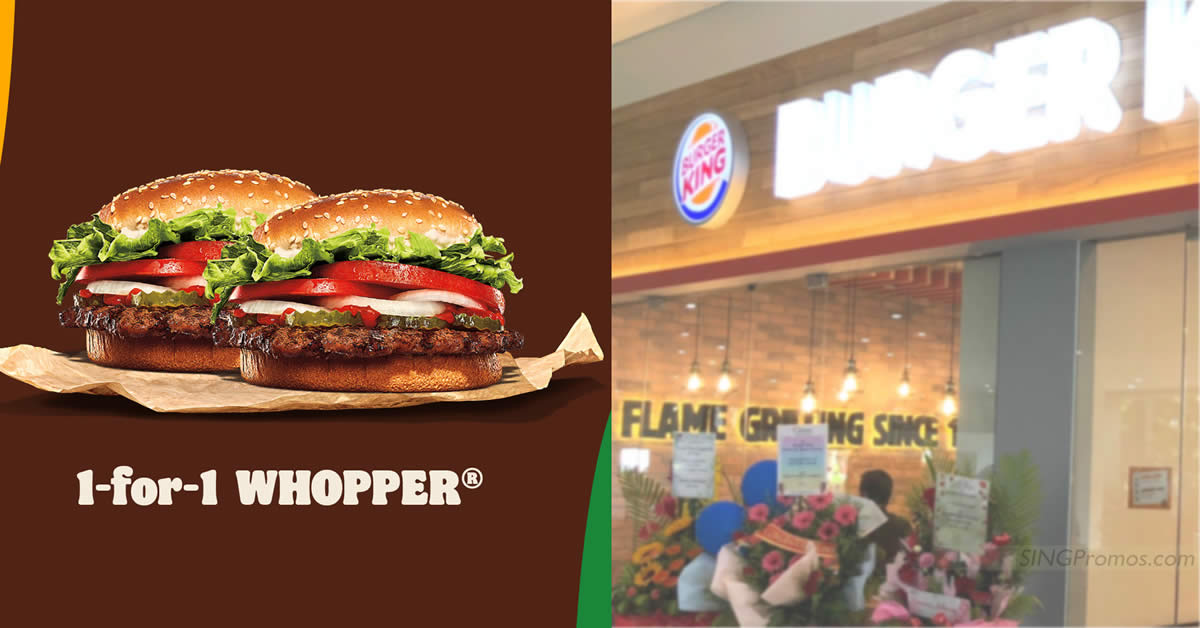 Featured image for Buy-1-Get-1-Free WHOPPER burgers at Burger King S'pore outlets on 28 May 2023