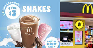 Featured image for 2-for-$3 Shakes on Thursday 25 May at McDonald’s S’pore Dessert Kiosks means you pay only $1.50 each