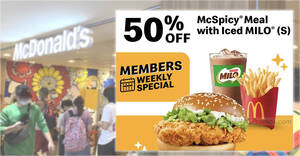Featured image for 50% off McDonald’s McSpicy Meal with Iced MILO at S’pore outlets on Monday, 5 June 2023 (11am to 3pm)