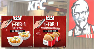 Featured image for (EXPIRED) KFC S’pore has Buy-1-Get-1-Free Original Recipe Riser and Cheese Fries deal from 26 – 30 Jun 2023