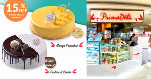 Featured image for 15% OFF Prima Deli’s Cookies & Cream cake and Mango Paradise cake (1kg) for pre-orders till 30 Jun 2023