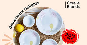 Featured image for (EXPIRED) 20% off Corelle Dinnerware, GWP and PWP offers at OG till 1 Oct 2023