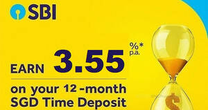 Featured image for State Bank of India S’pore offering 3.55% p.a. with latest SGD Time Deposit promo from 22 Aug 2023