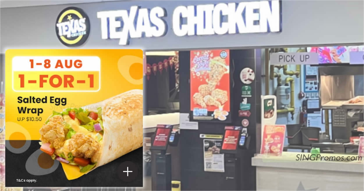 Featured image for Buy-1-Get-1-Free Salted Egg Wrap at Texas Chicken S'pore outlets till 8 Aug, pay only S$5.25 each
