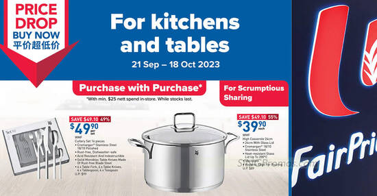 WMF cookware and diningware offers at Fairprice till 18 Oct 2023