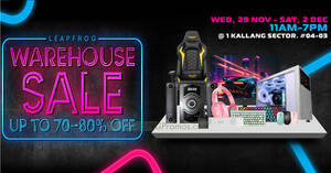 Featured image for Up to 80% off Armaggeddon, SonicGear, Elysium and more warehouse sale from 29 Nov – 2 Dec 2023