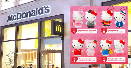 Be the first to get your hands on ALL 4 sets of McDonald’s Hello Kitty 50th Anniversary plushies on 5 Feb 2024