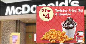 Featured image for McDonald’s S’pore has Twister Fries (M) + Sundae for $4 (U.P. $7) till 3 Mar 2024