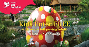 Featured image for (EXPIRED) Mandai Bird Paradise Kids Enter Free with every full paying adult promo till 7 April 2024