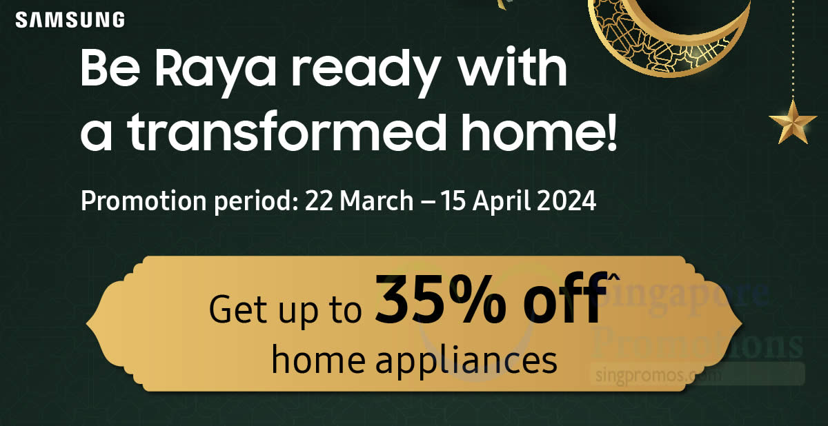 Featured image for Samsung S'pore up to 35% off Home Appliances Raya Flash Sale till 15 Apr 2024
