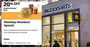 Featured image for McDonald’s Offers 20% Off Double McSpicy Meal at Singapore Outlets Until 18 April 2024