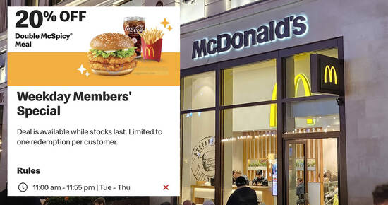 McDonald’s Offers 20% Off Double McSpicy Meal at Singapore Outlets Until 18 April 2024