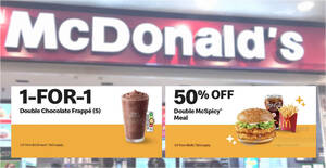 Featured image for (EXPIRED) McDonald’s S’pore Has 50% Off Double McSpicy Meal and 1-for-1 Double Chocolate Frappe Deal on 6 May 2024