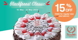 Featured image for Prima Deli 15% Off Blackforest Classic Cake Promotion till 31 May 2024
