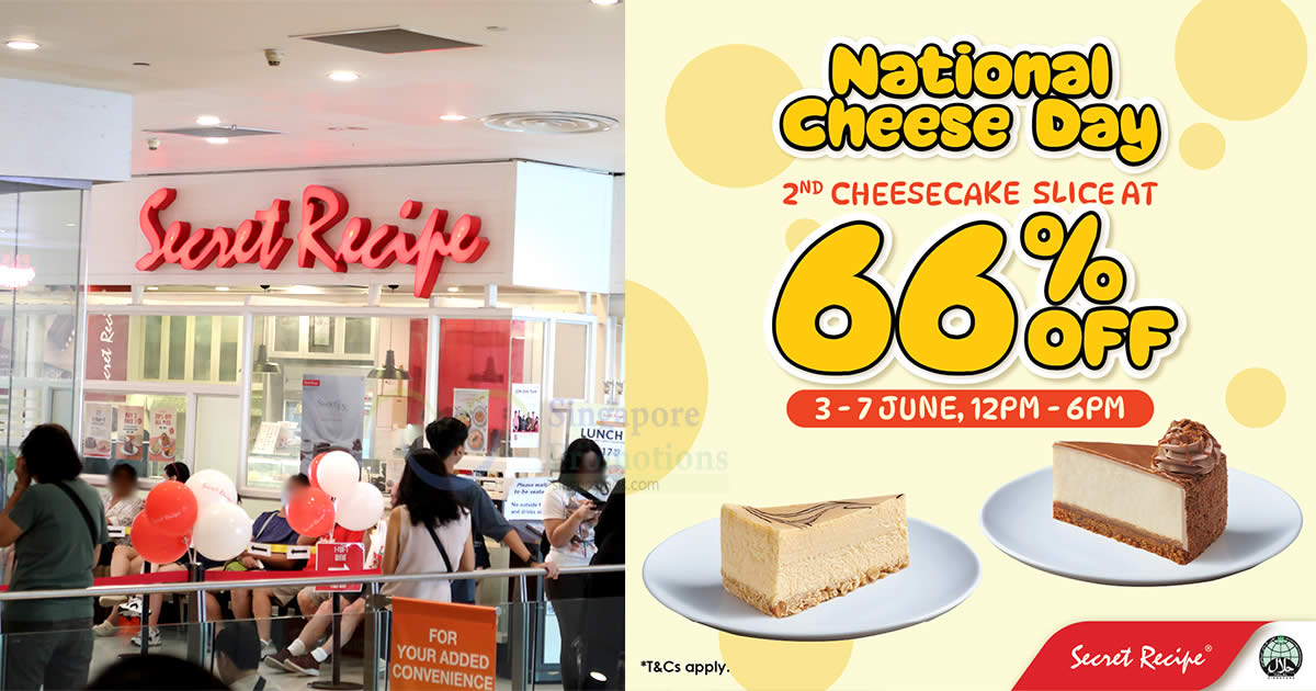Featured image for Secret Recipe Singapore Has 66% off Second Cheesecake Slice Promotion from 3 - 7 Jun 2024