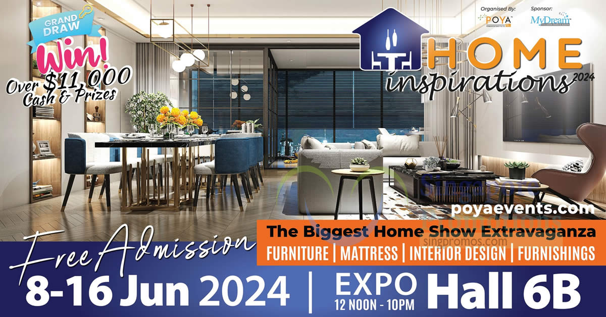 Featured image for Home Inspirations 2024 furniture fair at Singapore Expo from 8 - 16 June 2024