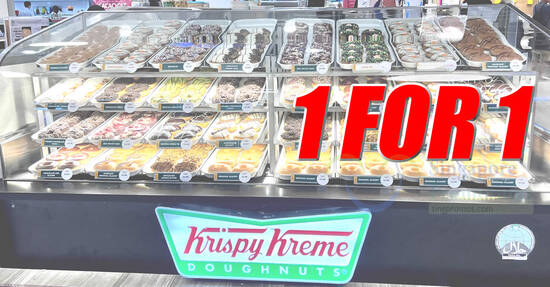 Krispy Kreme Singapore Offers 1-FOR-1 doughnuts at almost all outlets on 7 June 2024, 12pm to 2pm