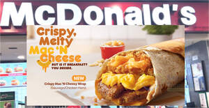 Featured image for McDonald’s Singapore Launching NEW Crispy Mac ‘N Cheesy Wraps for Breakfast from 20 June 2024