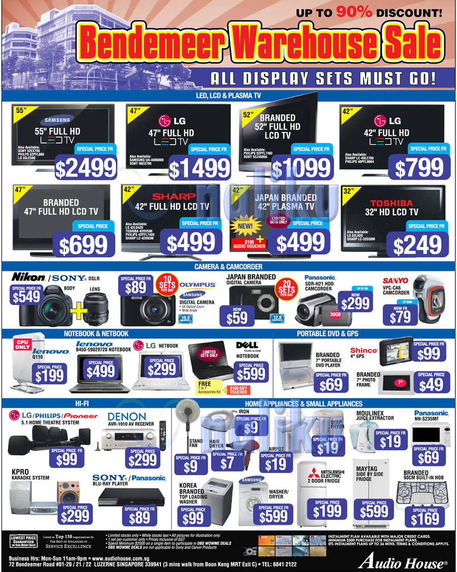 Bendemeer Warehouse Sale LED LCD Plasma TV Nikon Panasonic Lenovoer Notebooks GPS