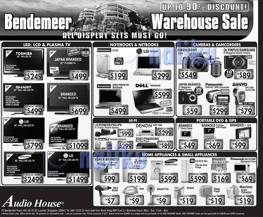 LED LCD TV Notebooks NEtbooks Cameras Nikon Sanyo Panasonic GPS Hi Fi Fan LG Toshiba Samsung