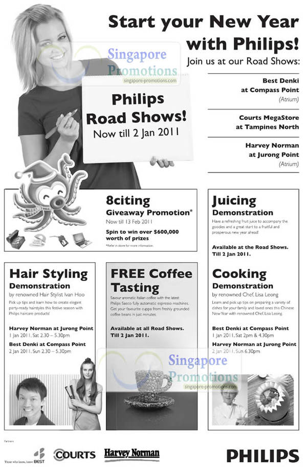 Featured image for Philips Road Shows January 2011 Hair Styling Free Coffee Tasting Cooking Juicing