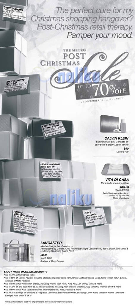 Featured image for Metro Post Christmas Sale Up To 70% Off Singapore December 2010 – January 2011