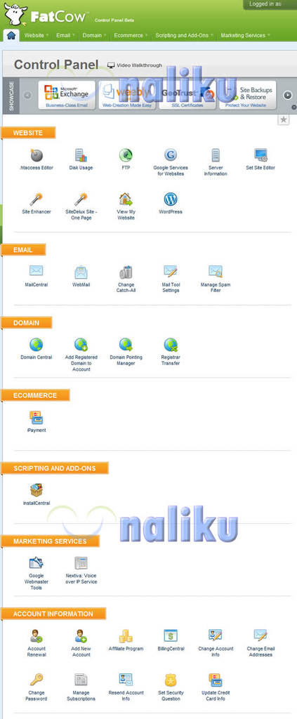 Fatcow Control Panel