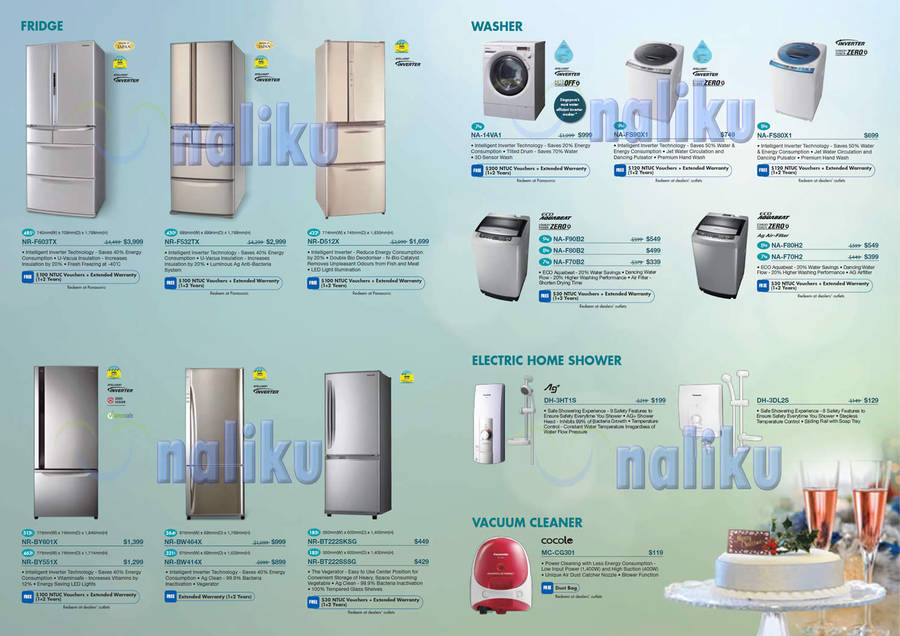 fridge washer home shower vacuum cleaner