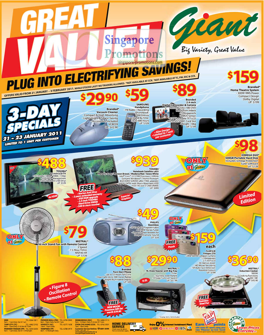 21 – 23 Jan Computers, Fans, Handphone, Household Specials