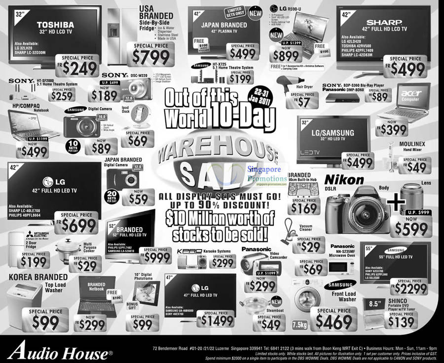 LCD TV, Digital Cameras, Netbooks, Camcorders, Washing Machines