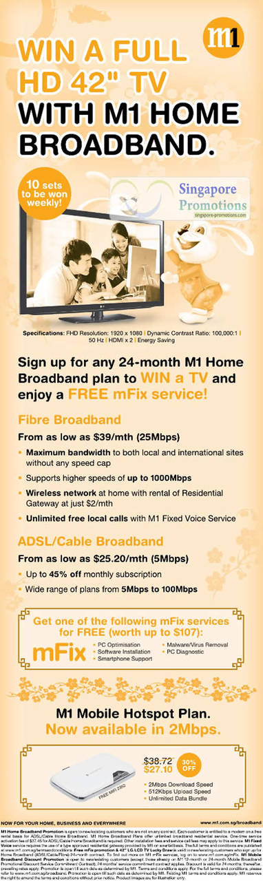 M1 Home Broadband, Fibre, ADSL, Cable