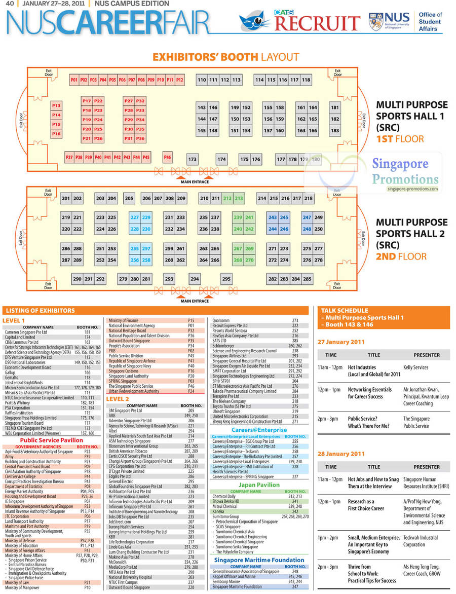 NUS Career Fair 2011 Floor Map Companies