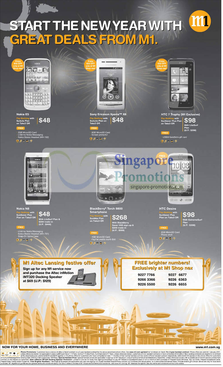 Nokia E5, Sony Ericsson Xperia X8, HTC 7 Trophy, N8, BlackBerry Torch 9800, HTC Desire