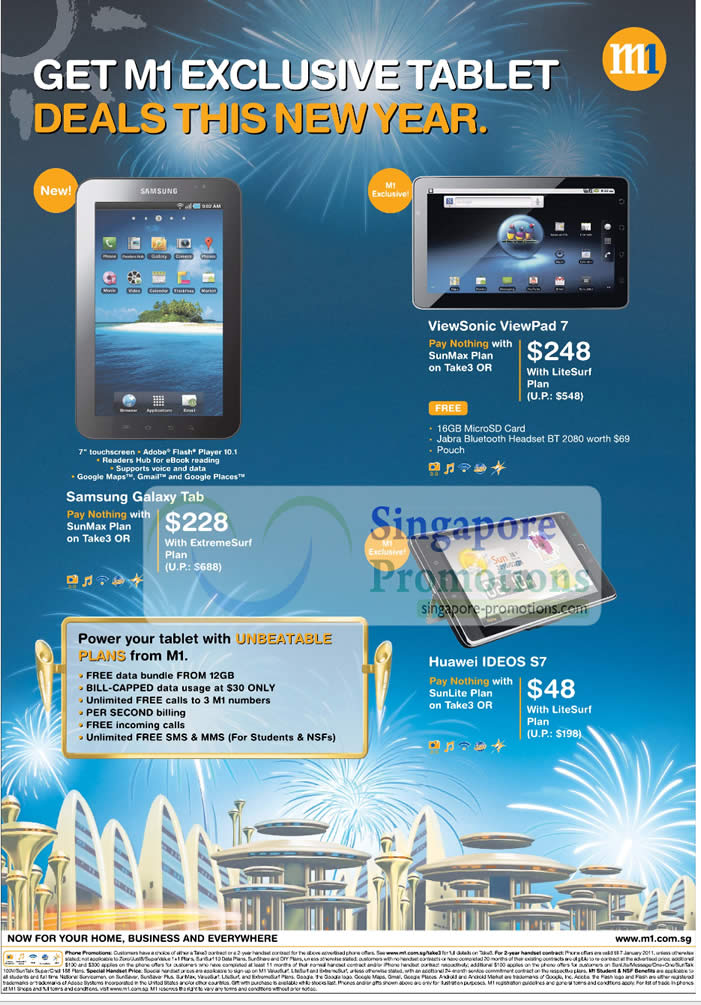 Samsung Galaxy Tab, ViewSonic ViewPad 7, Huawei IDEOS S7