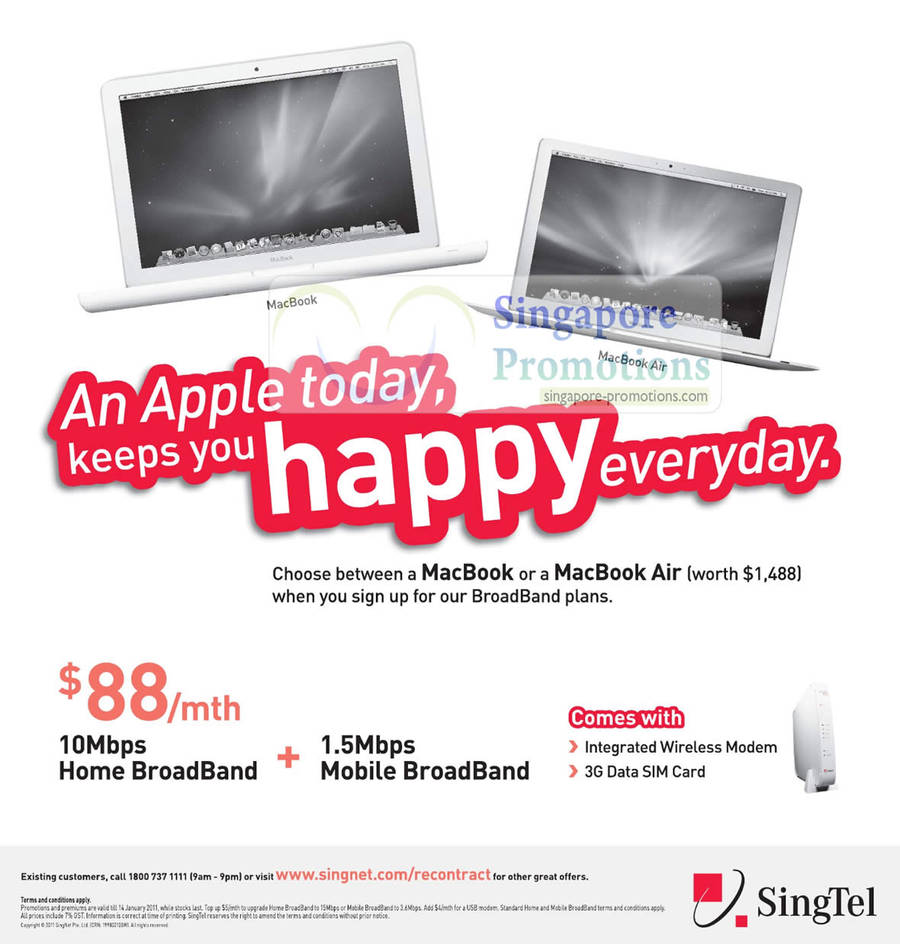 Singnet Broadband 10Mbps Free Apple MacBook Or MacBook Air