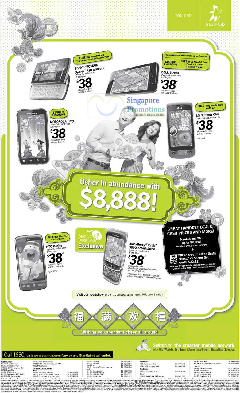 Sony Ericsson Xperia X10 Mini Pro, Dell Streak, Motorola Defy, LG Optimus One,  HTC Desire, BlackBerry Torch 9800