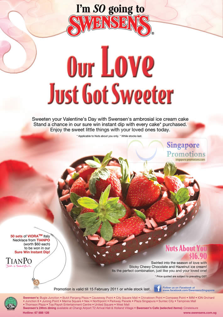 Swensen Valentine’s Day “Nuts About You” Cake Offer 31 Jan – 15 Feb 2011