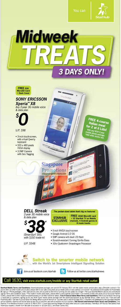 23 Feb Sony Ericsson Xperia X8 Dell Streak Free 4 Course Italian Meal