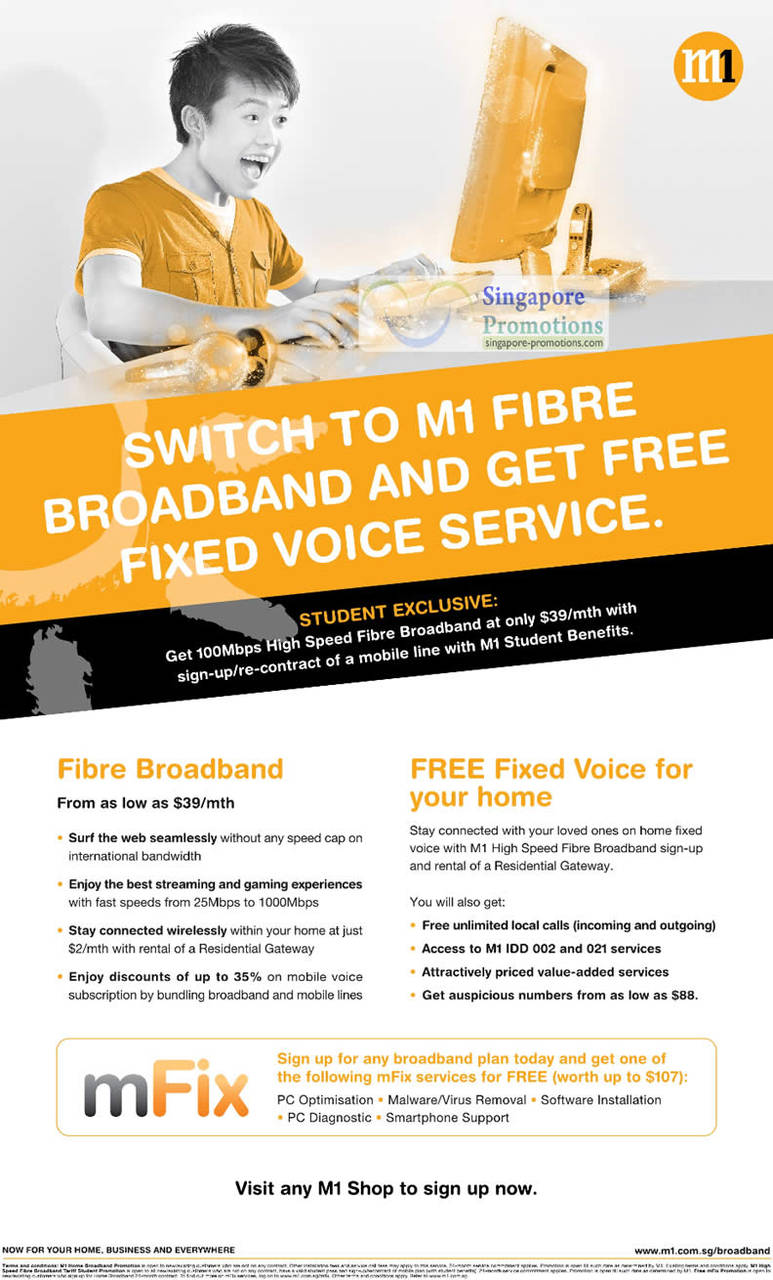 M1 Fibre Broadband Free Fixed Voice Service